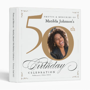 Classeur 50e anniversaire White Gold Calligraphy Elégante P