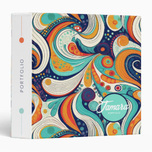 Classeur 60s les années 70 Vibe Retro Swirls Abstrait Pat#1