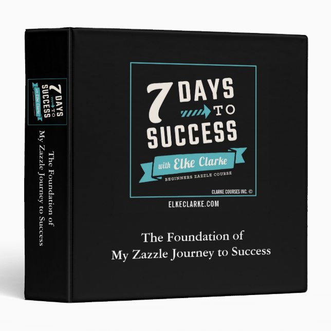 Classeur 7 jours au cours de Zazzle de débutants de succès (Devant/Côté)
