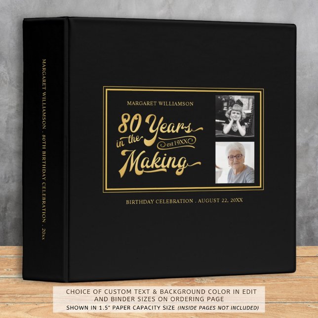 Classeur 80e anniversaire Alors et maintenant Photos Retro  (Créateur téléchargé)