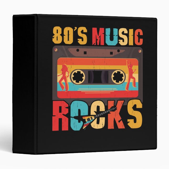 Classeur 80s Music Rocks - Vintage Retro Distressed (Devant/Côté)