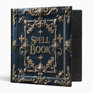 Classeur à 3 anneaux en cuir bleu orné pour livre