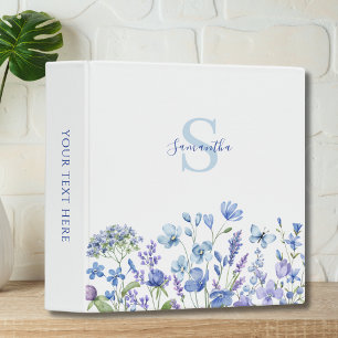 Classeur à 3 anneaux floral à fleurs sauvages bleu