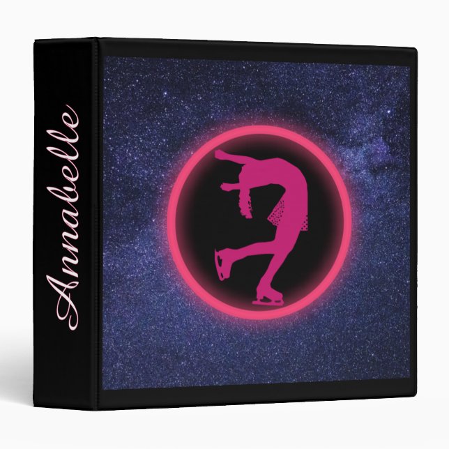 Classeur à 3 anneaux Galaxie de patinage artistiqu (Devant/Côté)