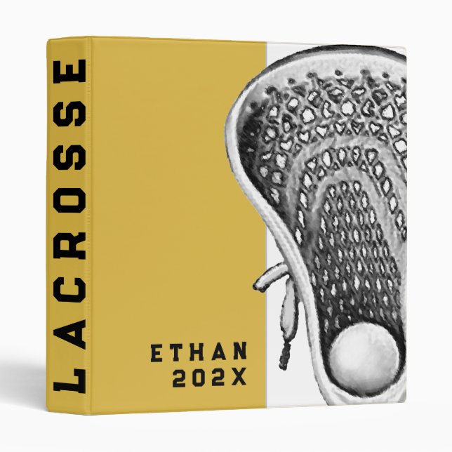 Classeur à 3 anneaux Lacrosse Sports Gold (Devant/Côté)