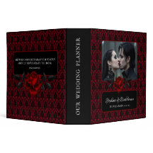 Classeur à 3 anneaux Mariage Rose damassée rouge g