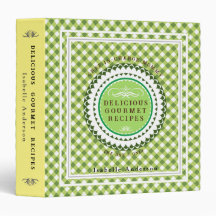 Classeur à 3 anneaux vert gingham Recettes de Mama