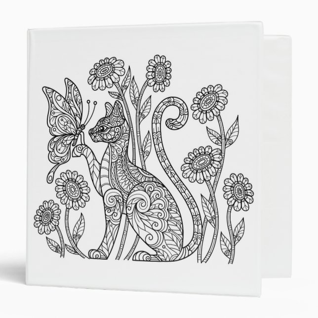 Classeur à anneaux Cat Sketch 3 (Devant/Intérieur)