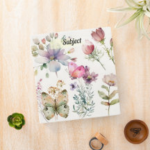 Classeur à anneaux Fleurs sauvages et papillons