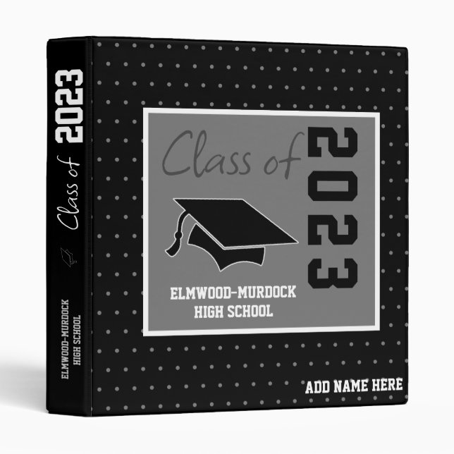 Classeur à anneaux noir de l'école secondaire (Devant/Côté)