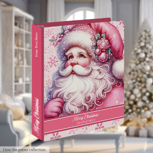 Classeur à anneaux personnalisé Père Noël rose pou