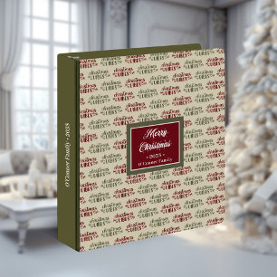 Classeur à anneaux rouge vert lettrage Noël rétro