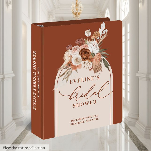 Classeur à anneaux rustique en terre cuite pour ba (Rustic terracotta pampas bridal shower ring binder

)