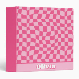 Classeur À damiers rose preppy