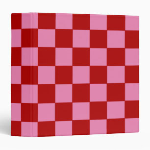 Classeur à damiers rouge et rose chaud