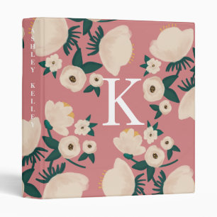 Classeur à fleurs monogramme - Crème blanche rose 