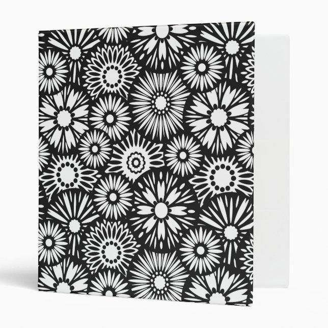 Classeur à fleurs noir et blanc (Devant/intérieur)