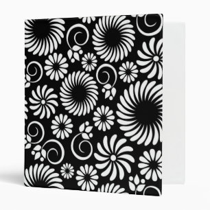 Classeur à fleurs noir et blanc