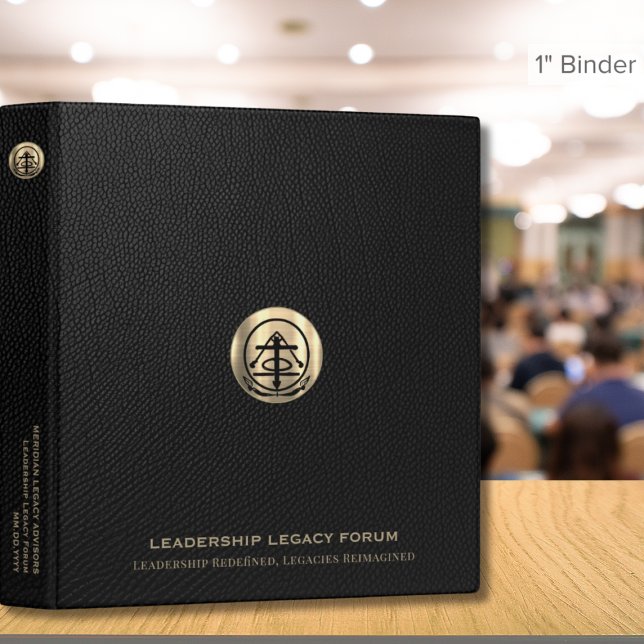 Classeur à logo à cachet doré avec impression de c (Black and brushed gold logo business event essentials, customizable for any industry)
