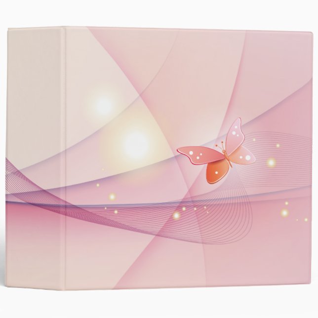 Classeur à papillon rose clair (Devant/Côté)