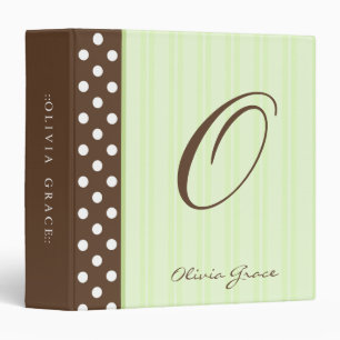 Classeur À petits pois Brown initial/rayures vertes