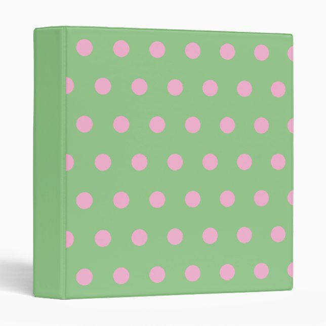 Classeur à points Polka (Sage Green & Pastel Pink) (Devant/Côté)