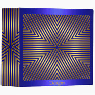 Classeur à rayures métalliques bleu cobalt et or