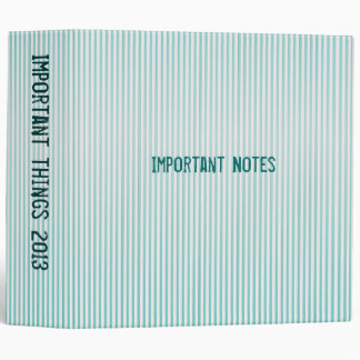 Classeur à rayures turquoise