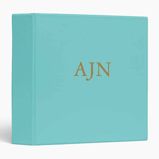 Classeur à reliure organiseur monogrammé Aqua Clas (Devant/Côté)