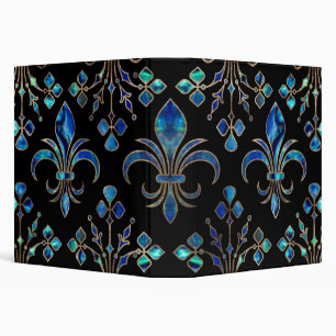 Classeur Abalone Shell et or Fleur de lis