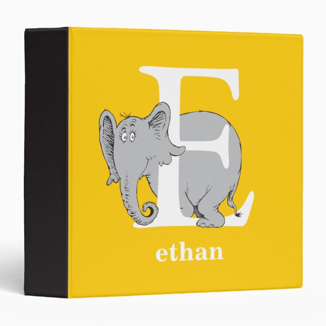 Classeur ABC du Dr Seuss : Lettre E - Blanc | Ajouter Votre (Devant/Côté)