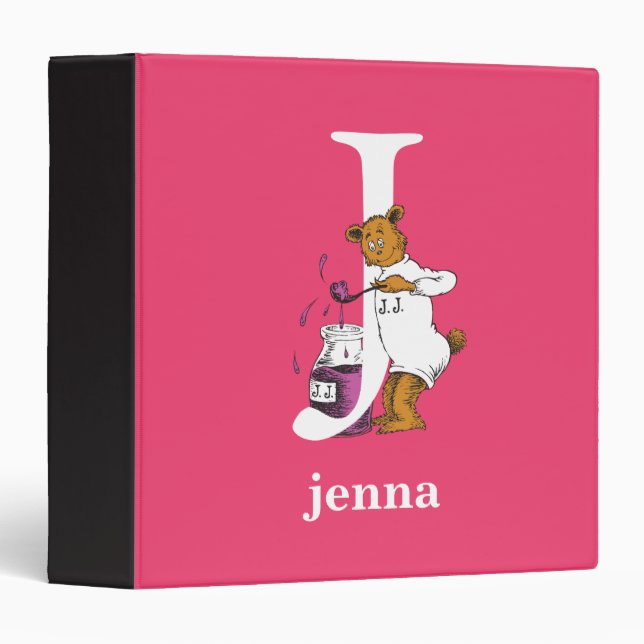 Classeur ABC du Dr Seuss : Lettre J - Blanc | Ajouter Votre (Devant/Côté)