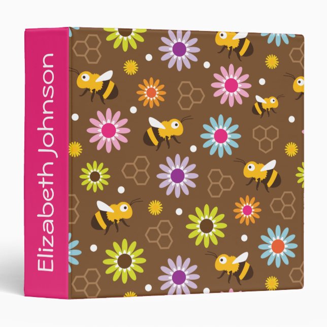 Classeur Abeille & Fleurs (Devant/Côté)