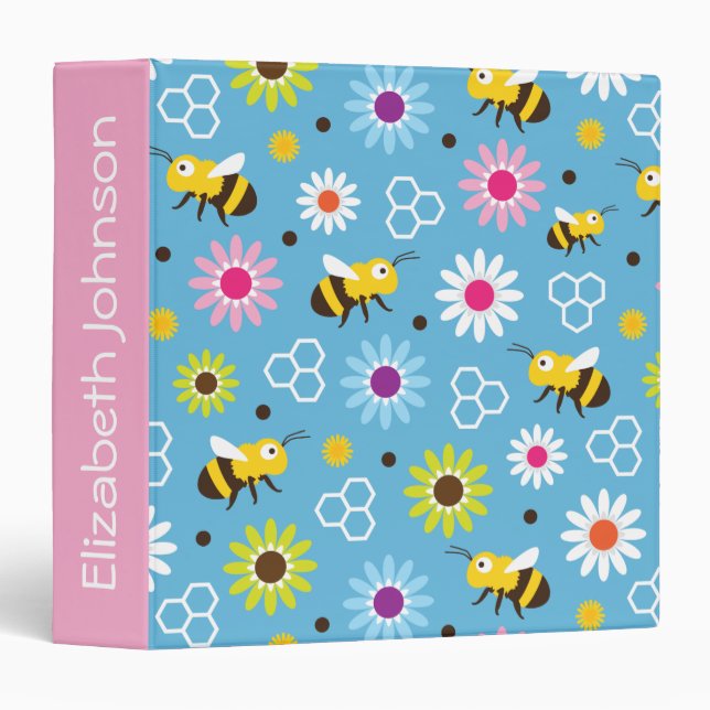 Classeur Abeille & Fleurs (Devant/Côté)