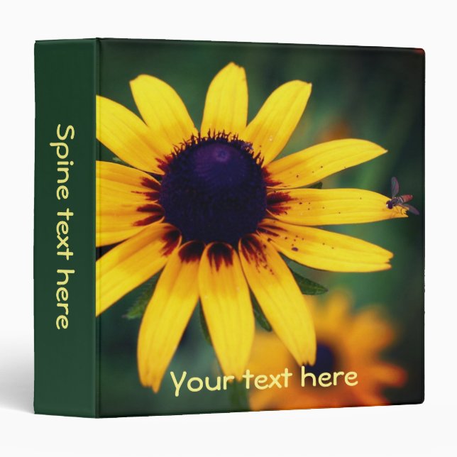 Classeur Abeille Sur Fleur Susan Joue Noire Personnalisée (Devant/Côté)
