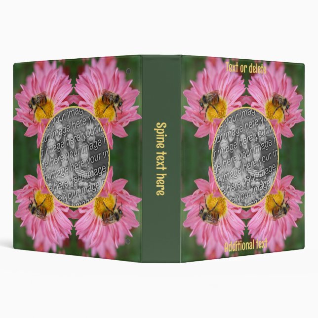 Classeur Abeille Sur Le Cadre Fleur Rose Daisy Ajouter Votr (Arrière-plan)