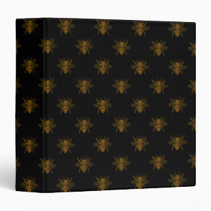 Classeur Abeilles à huile métal d'or en noir