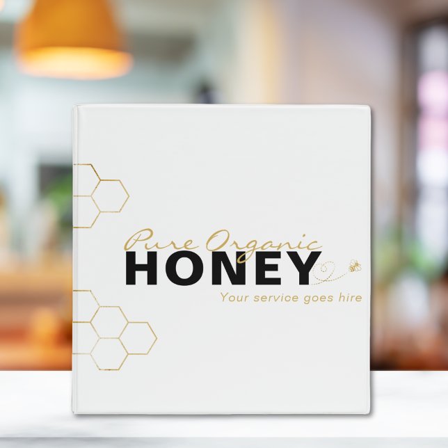 Classeur Abeilles de Miel Moderne Gold Honeycomb Noir (Modern Honey Bees Gold Honeycomb Black 3 Ring Binder)