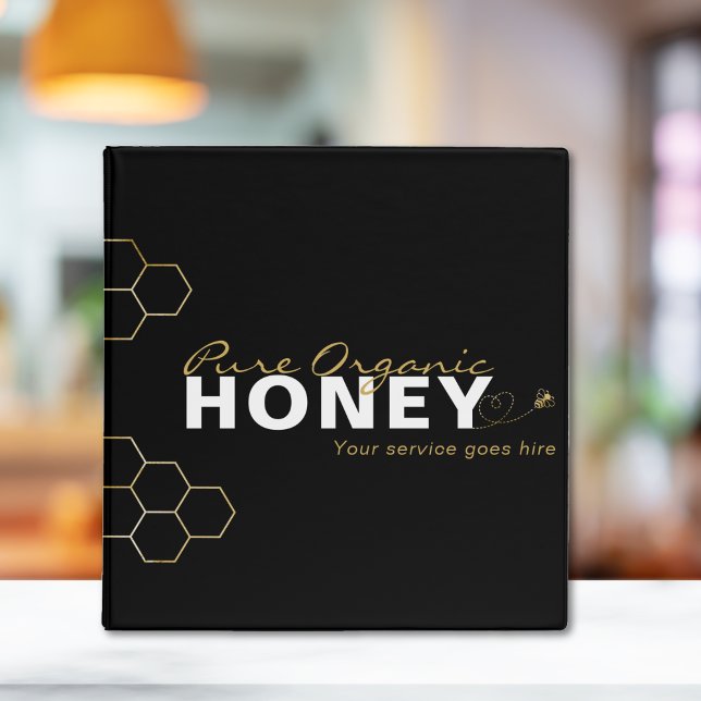 Classeur Abeilles de Miel Moderne Gold Honeycomb Noir (Modern Honey Bees Gold Honeycomb Black 3 Ring Binder)