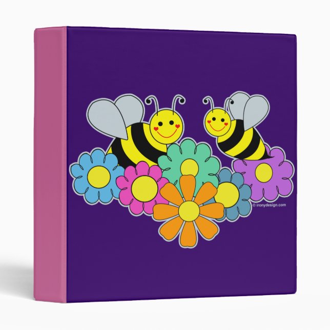 Classeur Abeilles et fleurs (Devant/Côté)