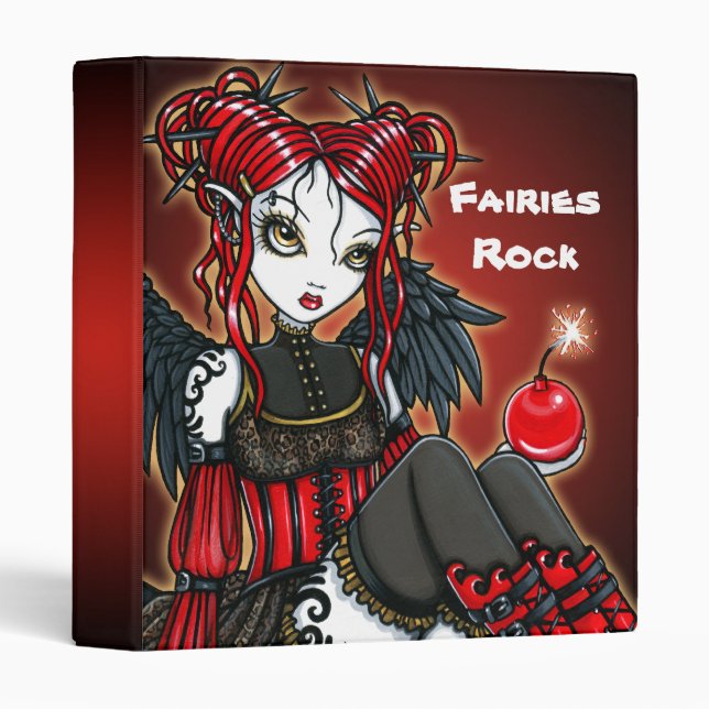 Classeur "Abigail" Red Gothic Fire Fairy Angel Avery Classe (Devant/Côté)