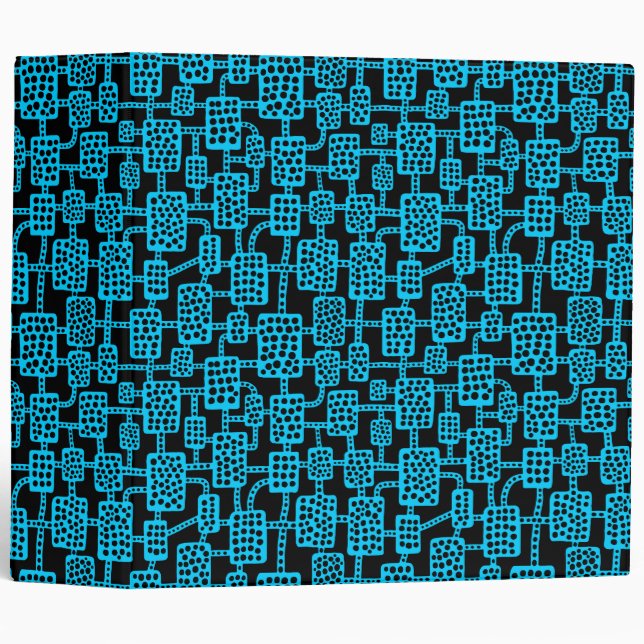 Classeur Abstrait 041113 (2 po) - bleu ciel sur noir (Devant/Côté)