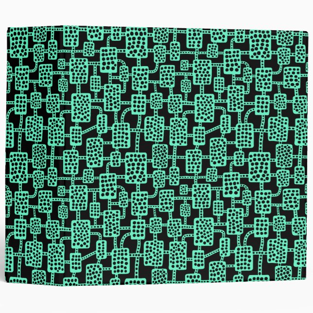 Classeur Abstrait 041113 (2 po) - Turquoise sur noir (Devant/Côté)