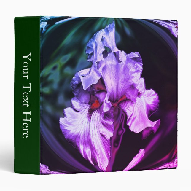 Classeur Abstrait Iris Fleur Floral Art Personnalisé (Devant/Côté)