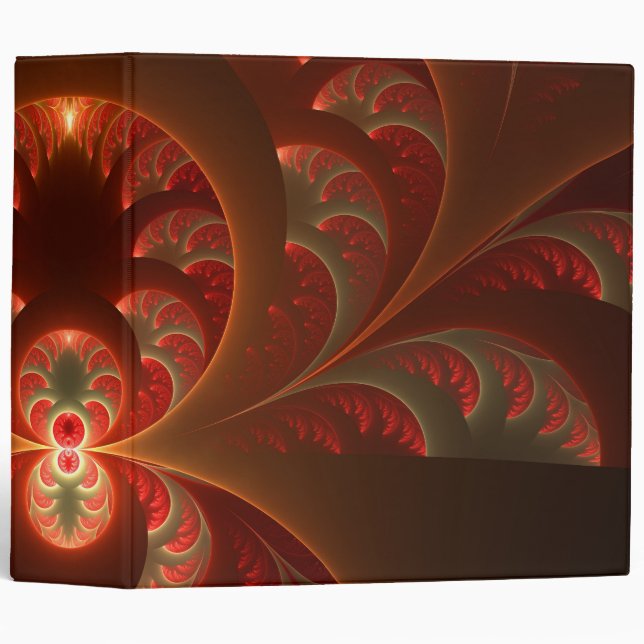 Classeur Abstrait lumineux rouge orange moderne Fractal (Devant/Côté)