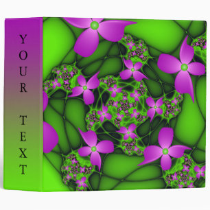 Classeur Abstrait moderne Neon rose vert Fleurs Texte