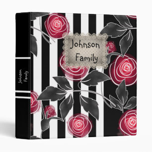 Classeur Abstrait moderne roses rouges feuilles croisées fl