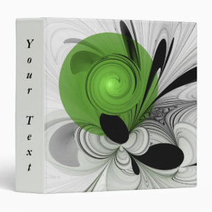 Classeur Abstrait noir et blanc avec texte fractal vert