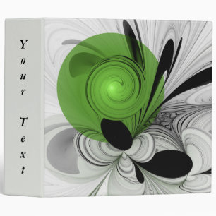 Classeur Abstrait noir et blanc avec texte fractal vert