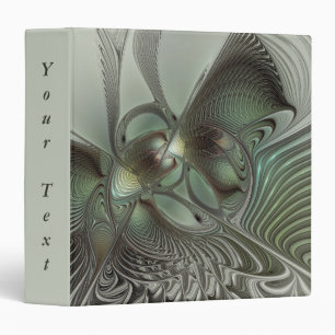 Classeur Abstrait Olive Sage Vert Gris Fractal Art Texte